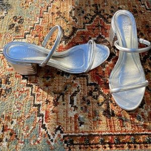 Silver/metallic Schutz Sandals Heels
